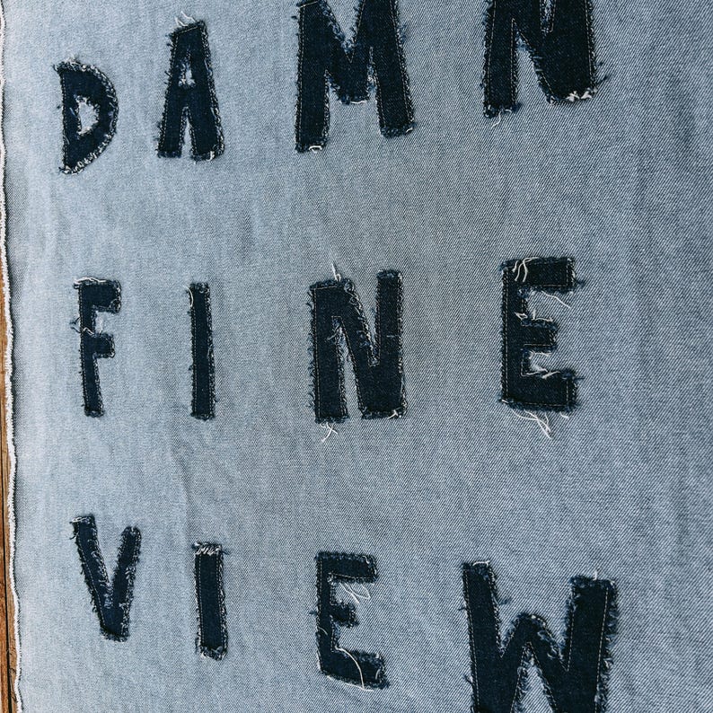 Damn Fine View – Handmade Large Denim Fabric Wall Banner - Etsy