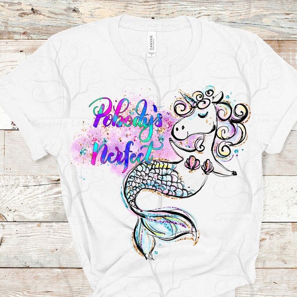 Pobody's Nerfect Cute Unicorn Sublimation Design | Clip Art | High Resolution PNG | INSTANT DOWNLOAD