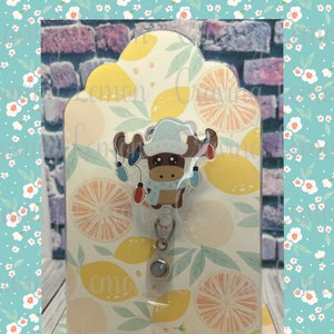 Winter Moose Badge Reel | Holiday Acrylic ID Holder