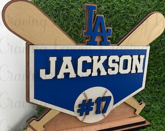 Baseball Name Sign SVG | Layered Baseball Sign File | Custom Name and Number Sign SVG | Laser Cut File | Sports Room Decor SVG
