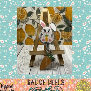 Easter Bunny Badge Reel | Acrylic Glitter ID Holder