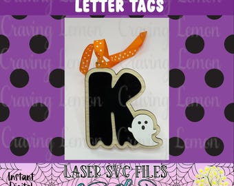 Halloween Ghost Letter Tag SVG File | A-Z Initial Boo Basket Tags (Digital Download)
