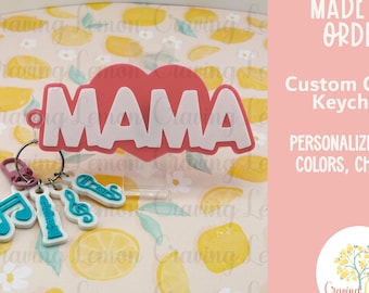 Personalized Mom Keychain with Charms | Custom Name Keychain | Kids Initials Charm Keychain | Mother’s Day Gift | 3D Print Charms