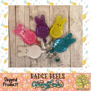 Marshmallow Bunny Badge Reel | Nurse ID Holder | Acrylic Badge Holder | Cute Easter Badge