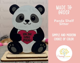 Panda Valentine Desk Decor | Panda Holding Heart | Cute Valentine Gift | Panda Stand | Valentine Decor | Custom Text Option