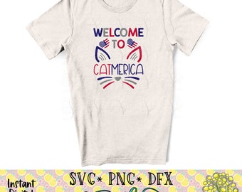 Archivo SVG de Catmerica, diseño patriótico para amantes de los gatos (descarga digital)
