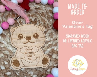 Otter Valentine Tag or Stand | Punny Valentine Gift Tag | Otter Holding Heart | Cute Valentine Decor | Otter Lover Gifts