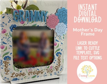 Mother’s Day Photo Frame Laser File | Mom Frame SVG | Floral Mother’s Day Frame | Mama Frame Laser Cut File