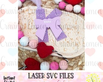 Valentine Coquette  Tag Laser Cut File | Alphabet A–Z Letters with Heart Bow | Valentine Decor (Digital Download)
