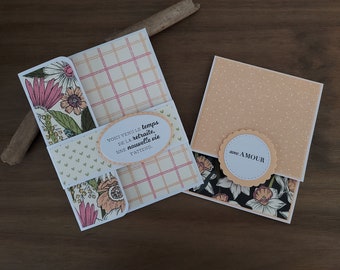 Lot Carte Cadeau + Carte Pochette - RETRAITE - Pêche et fleurs