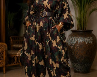 Oversized Camouflage Statement Jumpsuit