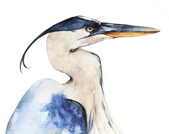 Great Blue Heron Original watercolor, 11 x 14 inches