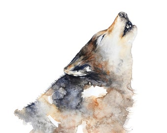 Grey Wolf Watercolor Print 11 x 14 inches