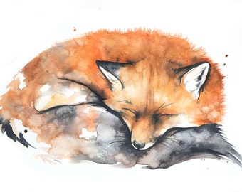 Fox Watercolor print 11 x 14 inches