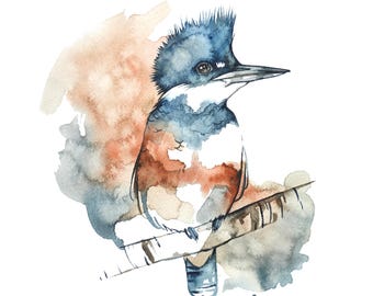 Kingfisher Watercolor Print,
