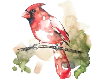 Cardinal Watercolor Print,