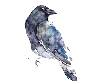 Crow Watercolor Print,