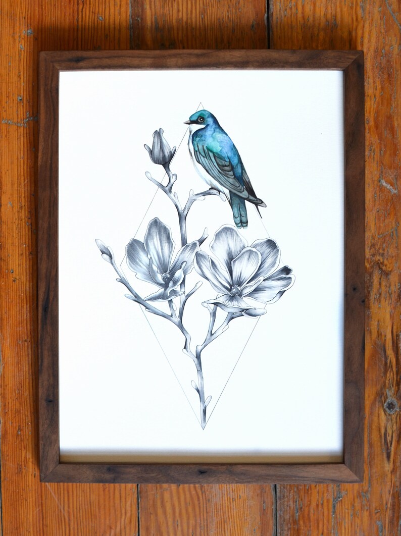 audubon White birder Nature art Bird Outdoor Tree Swallow Watercolor Print watercolor