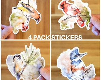 Four Bird Stickers Pack