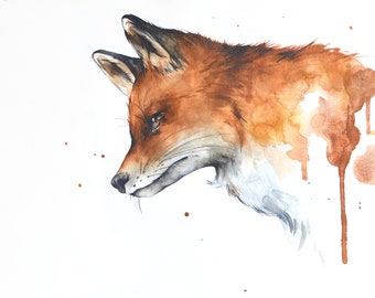 Fox watercolor print