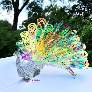 3D Pop Up Greeting Card Peacock Iridescent Glitter Colorful Bird Handmade Birthday Mom Mother Anniversary Valentine’s Day Family Friends