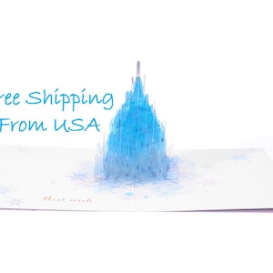 3D Pop Up Card Handmade Crystal Ice Frozen Castle for Birthday, Thank You, Holidays, Anniversary, Sympathy, Friend Family