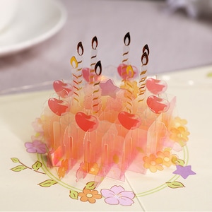 Handmade 3D Pop Up Crystal Ice Cake Happy Birthday Greeting Card with Envelope for Gift & Decoration Free Shipping USA