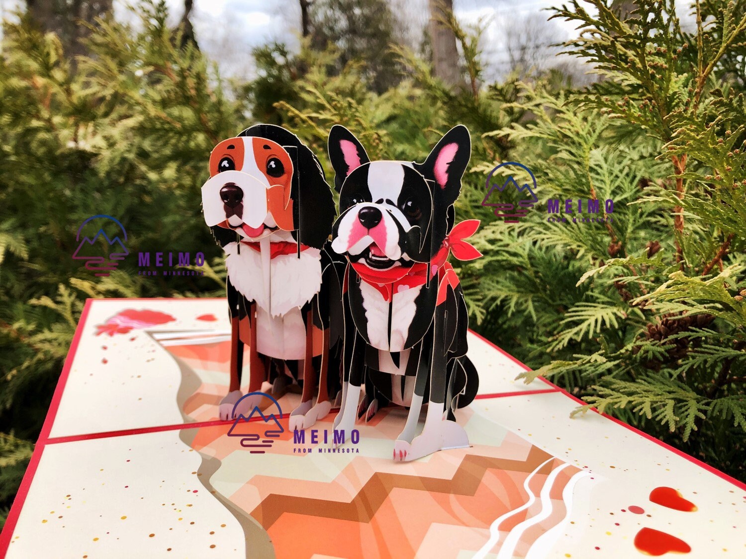 3D Pop up Greeting Card Dog Puppy Pet Couple Birthday Mom Mother Family ...