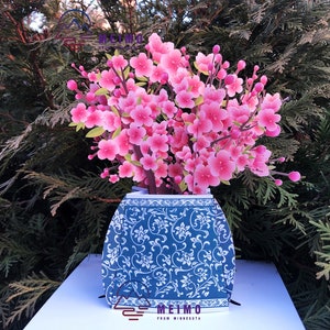 3D Pop Up Greeting Card Cherry Sakura Flower Floral Birthday Mother Mom Love Anniversary Nature Spring Summer Children Family Friends Gift