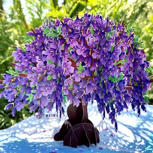 3D Pop Up Greeting Card Jacaranda Flower Floral Birthday Thank You Valentine&#39;s Day Love Anniversary Spring Summer Garden Family Friends Gift