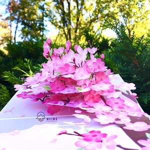 3D Pop Up Cherry Blossom Greeting Card - Handmade Floral Card For Mom, Birthday