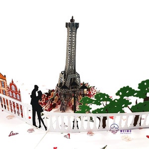 3D Pop Up Greeting Card Paris Eiffel Tower France Birthday Couple Anniversary Love Valentine’s Day Husband Wife Wedding Family Friends Gift