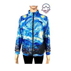 Women Bomber Jacket Print Graphic Starry Night Vincent van Gogh Vintage Famous Painting Fashion High Quality Full Print Free Shipping USA