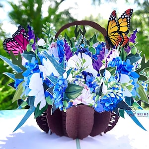 3D Pop Up Greeting Card Flower Floral Butterfly Handmade Birthday Thank You Valentine&#39;s Day Teacher Think of You Anniversary Spring Summer