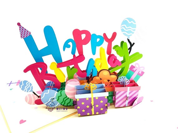 Tarjeta 3D Emergente De Pájaros Para Cumpleaños - Hecha A Mano, Diseño Art Deco, Ideal Para Familia