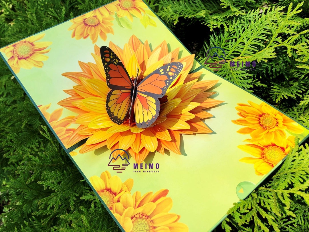 3D Pop up Greeting Card Sunflower Flower Floral Butterfly Birthday Mom ...