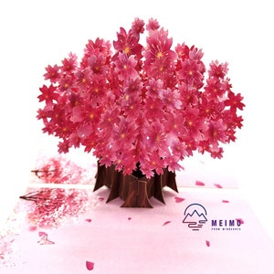 Pop Up Greeting Card Sakura Cherry Blossom Flower Floral Birthday Mom Mother Valentine&#39;s Day Couple Anniversary Love Family Friends Gift