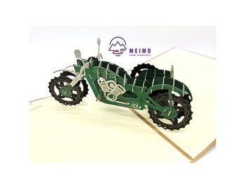 Handmade 3D Pop Up Greeting Card Motorcycle Motorbike, Birthday, Anniversary, Love, Thank You, Graduation, Party, Vacation, Think of You