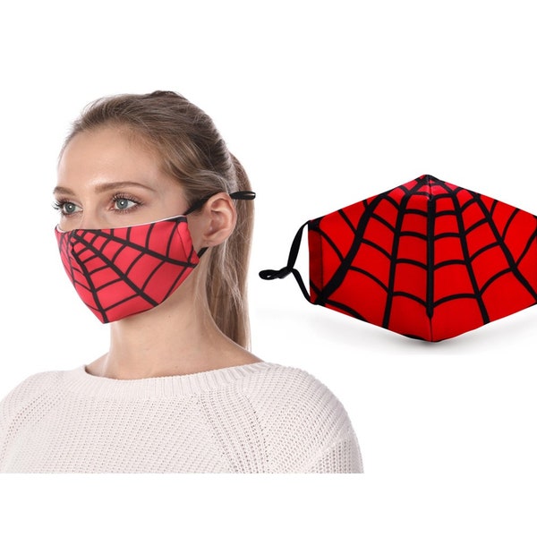 Spiderman Face Mask Costume 3 Layer Filter Pocket 2 Filters Reusable High Quality Graphic Polyester Spandex Unisex Free Shipping