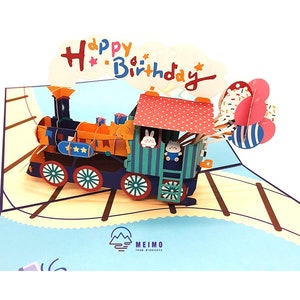 3D Pop Up Greeting Card Handmade Train Birthday Christmas Holidays Anniversary Graduation Congratulations Vacation All Occasions Gift Decor
