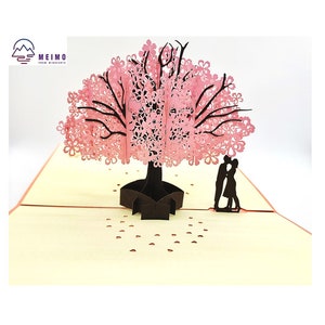 3D Pop Up Card Handmade Asian Japan Japanese Sakura Flower Floral Blossom with Anniversary, Love, Birthday, Valentine&#39;s Day, Couple, Family