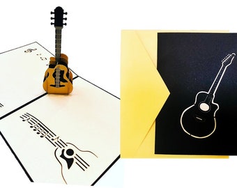 3D Pop Up Card Guitar Handmade Father, Mom, Birthday, Anniversary, Wedding, Graduation, Valentine's Day, Thank You, Sympathy, Christmas