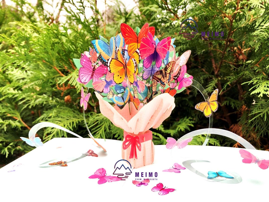 3D Pop up Greeting Card Butterflies Flower Floral Birthday Mother Mom ...