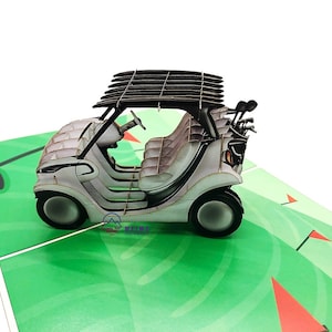 3D Pop Up Greeting Card Golf Cart Car Father Dad Birthday Thank You Grandpa Uncle Colleague Boss Office Family Friends Summer Gift