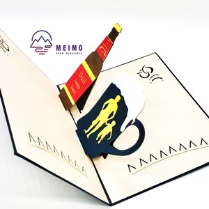 3D Pop Up Greeting Card Beer with Dad with Envelope for Father&#39;s Day, Happy Birthday Gift & Decoration Free Shipping USA