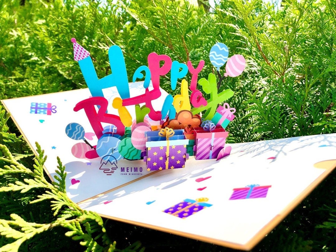 3D Pop up Greeting Card Happy Birthday Handmade Kids Children Boys