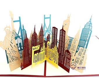 3D Pop Up Greeting Card Handmade New York, America, USA, Birthday Anniversary Love Thank You Congratulations Vacation Party Family Friends