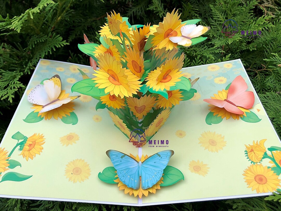 3D Pop up Greeting Card Flower Floral Butterflies Birthday Mother ...