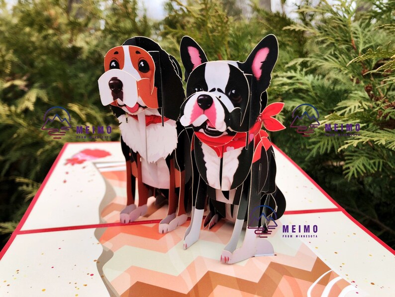 3D Pop up Greeting Card Dog Puppy Pet Couple Birthday Mom Mother Family ...