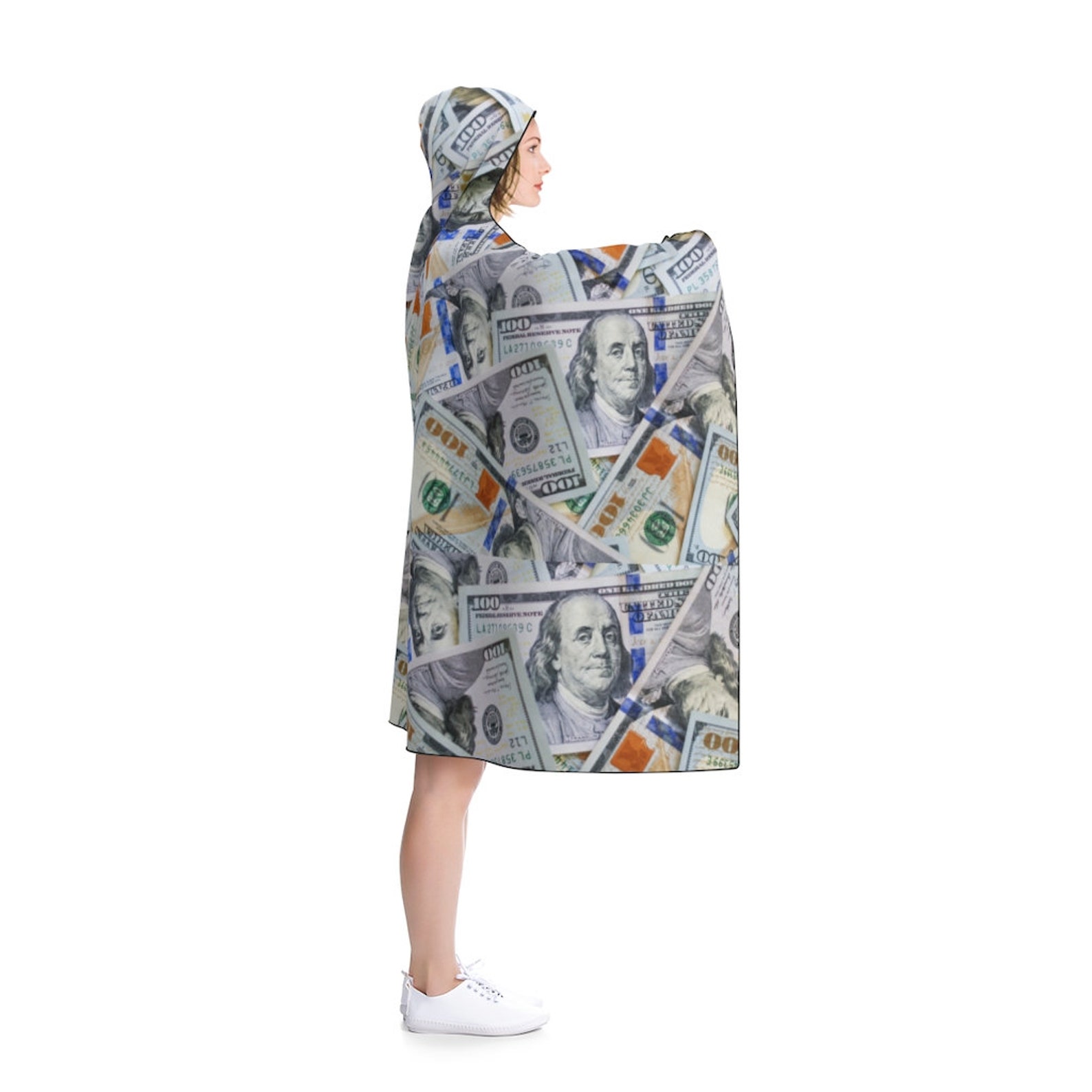 Money Print Hooded Blanket Dollar Bill Printed Blanket Etsy UK